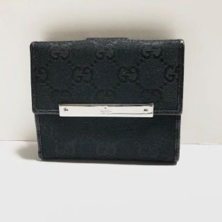 グッチ(Gucci)のグッチ Wホック財布 GG柄,メタルバー 黒(財布)