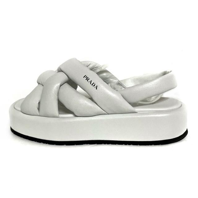 無料発送 サンダル プラダ - PRADA 35 白 1XZ747 レディース サンダル