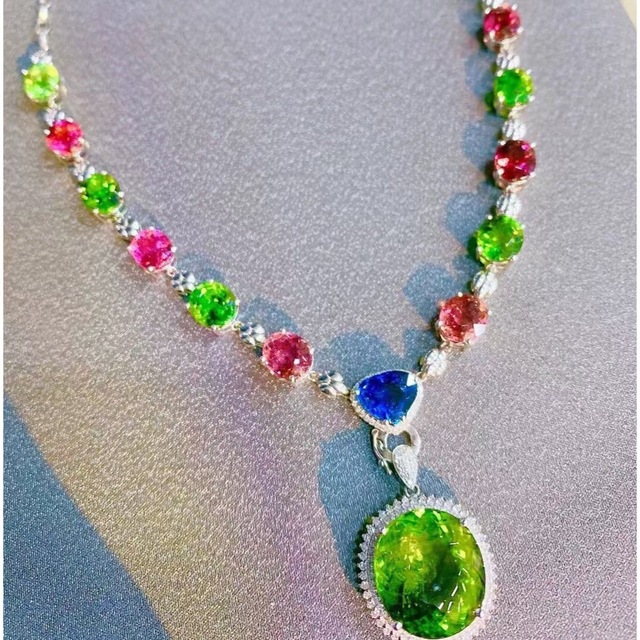 三田 アウトレット 天然 トルマリン ネックレス43.2ct k18