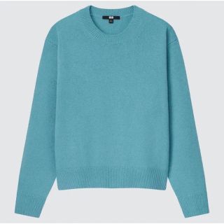 ユニクロ(UNIQLO)のユニクロ　プレミアムラムクルーネックセーター　グリーン(ニット/セーター)