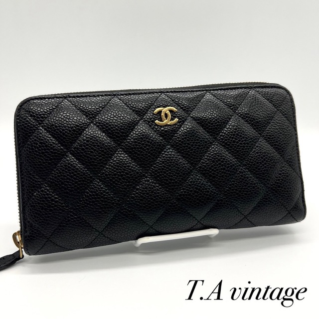 美品 シャネル ラウンドファスナー長財布 中古 レディース CHANEL