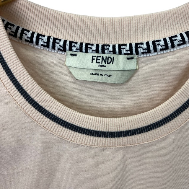 [USED/]FENDI フェンディ 半袖Ｔシャツ ロゴ刺繍 Tシャツ XXS サーモンピンク FS7254AC6B  ai-tdc-000059-4d