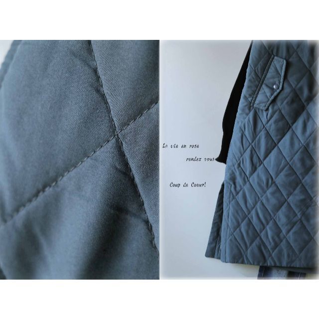 ゆう様専用②５Ｌ　ブルー系中綿キルトベストコート　フーディ大きいサイズ レディースのジャケット/アウター(その他)の商品写真