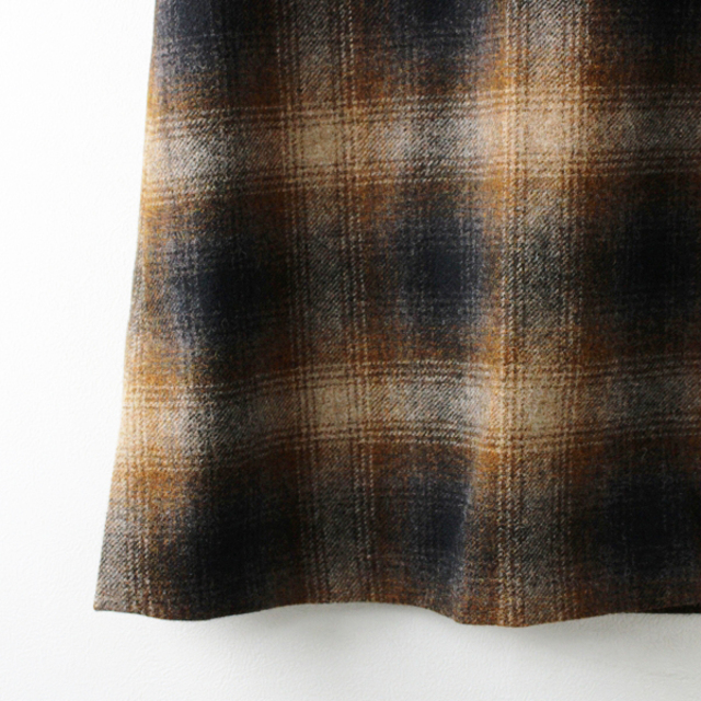 美品 2018AW MARGARET HOWELL マーガレットハウエル SHADOW CHECK WOOL スカート 3/ブラウン チェック ウール【2400013130257】 4