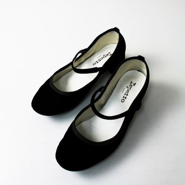 repetto(レペット)のrepetto レペット ROSE ベロア ストラップパンプス 37/ブラック メリージェーン【2400013151351】 レディースの靴/シューズ(ハイヒール/パンプス)の商品写真