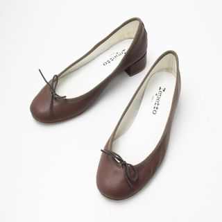 レペット(repetto)の定番 人気アイテム repetto レペット CAMILLE カミーユ レザーヒールバレエシューズ 35*22cm/グレーブラウン系【2400013150118】(バレエシューズ)