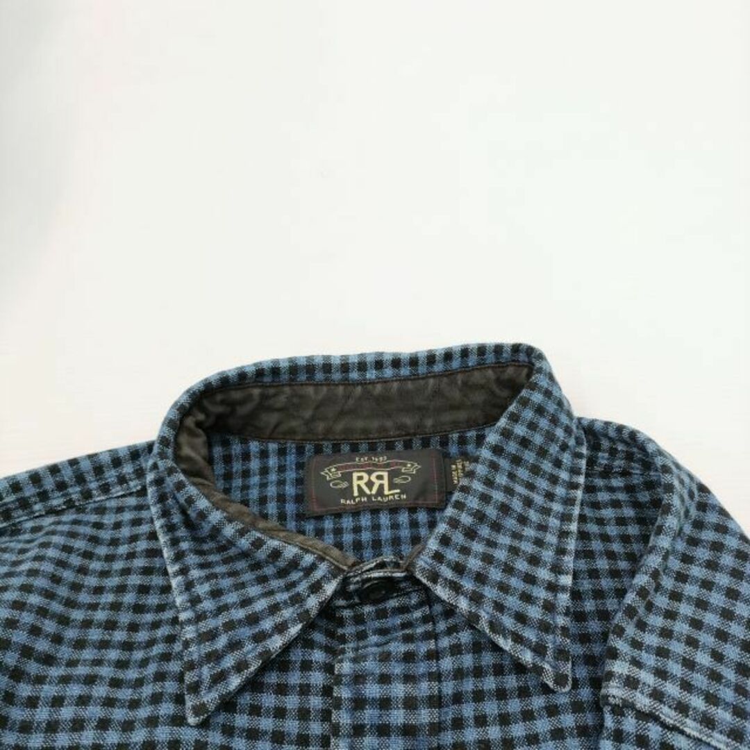 RRL(ダブルアールエル)のRRL DOUBLE RL チェック ワークシャツ 正規品 サイズM  ブルー ブラック メンズ ダブルアールエル【中古】2-1229M☆ メンズのトップス(シャツ)の商品写真