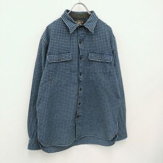 ダブルアールエル(RRL)のRRL DOUBLE RL チェック ワークシャツ 正規品 サイズM  ブルー ブラック メンズ ダブルアールエル【中古】2-1229M☆(シャツ)