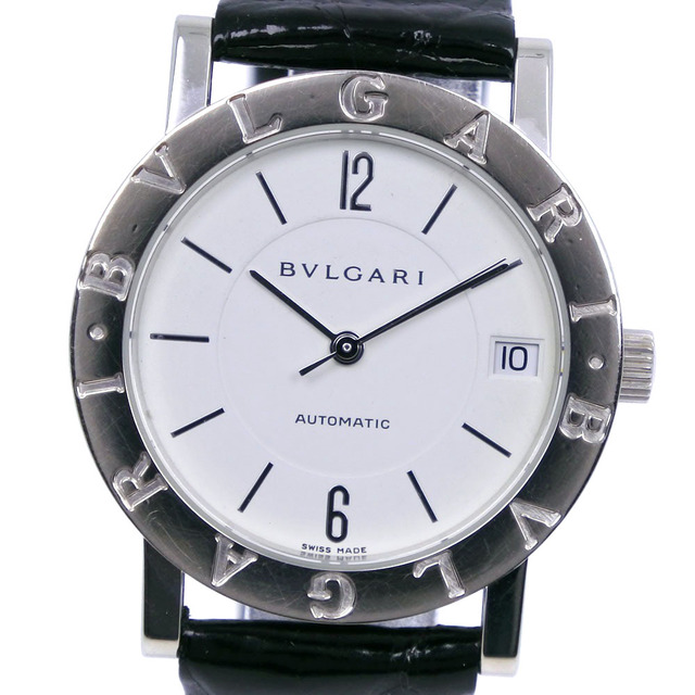 約18cmケース厚み【BVLGARI】ブルガリ ブルガリブルガリ BBW33GL K18ホワイトゴールド×レザー シルバー 自動巻き アナログ表示 メンズ 白文字盤 腕時計