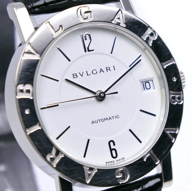 【BVLGARI】ブルガリ ブルガリブルガリ BBW33GL K18ホワイトゴールド×レザー シルバー 自動巻き アナログ表示 メンズ 白文字盤 腕時計