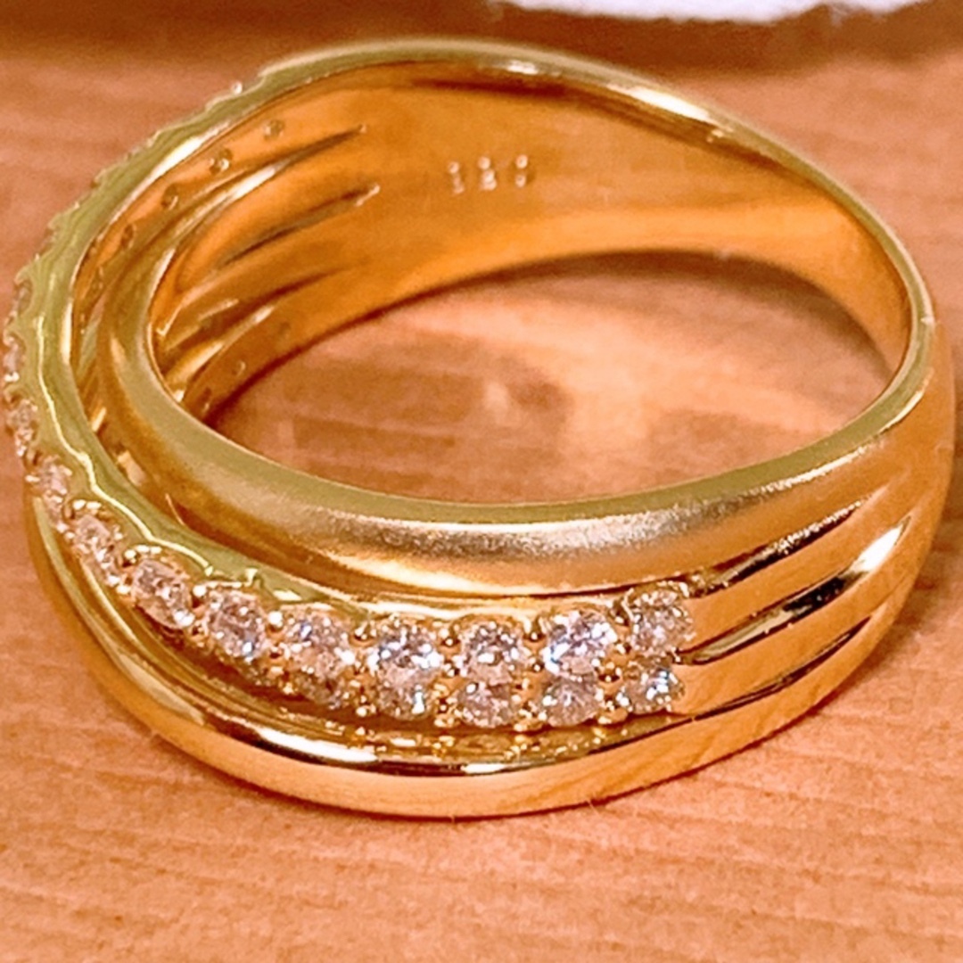 現行❣️GINZATANAKA✨D0.58CT✨k18 クロスダイヤリング　4連 レディースのアクセサリー(リング(指輪))の商品写真