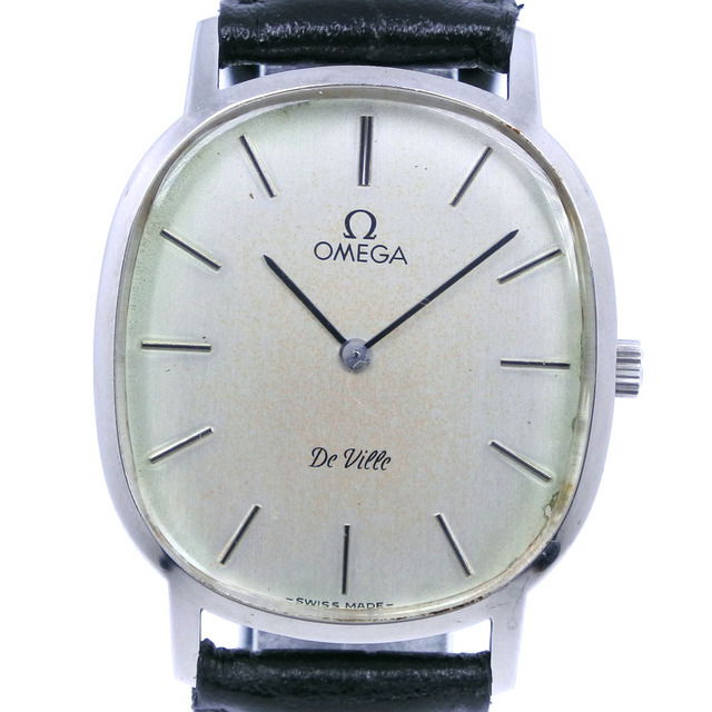【OMEGA】オメガ デビル/デヴィル cal.625 ステンレススチール×レザー シルバー 手巻き メンズ シルバー文字盤 腕時計