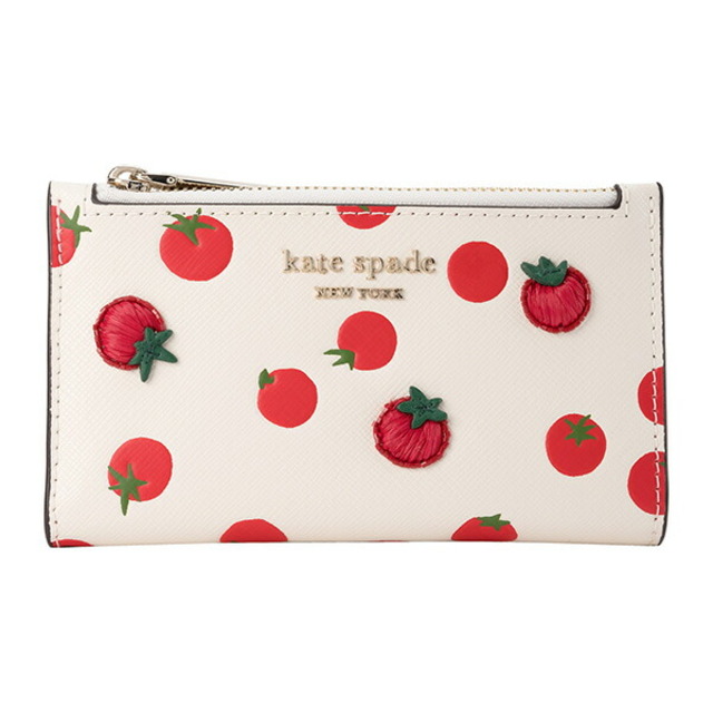 約H8×W138×D2本体重量新品 ケイトスペード kate spade カードケース トマト ドット エンベリッシュ スモール スリム バイフォールド ウォレット パーチメントマルチ