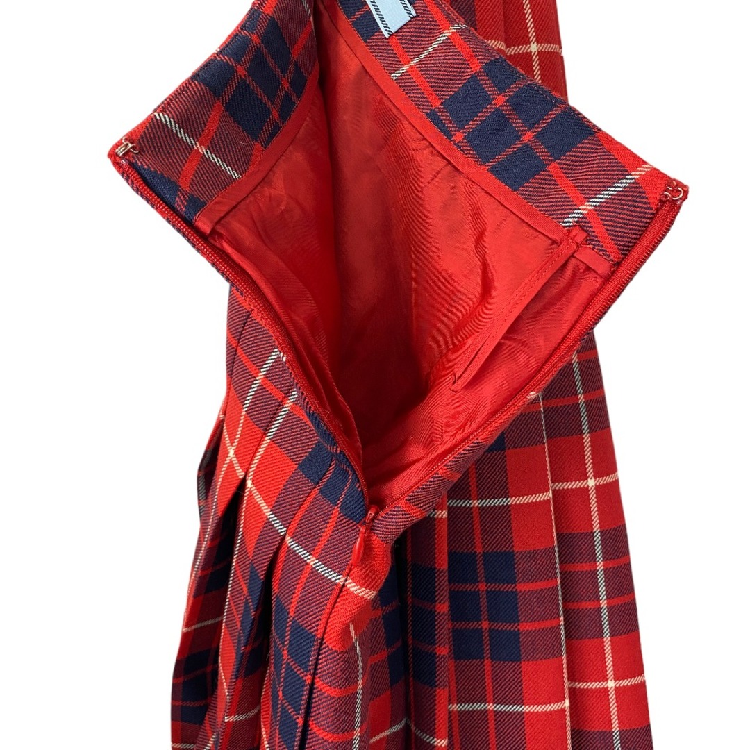 期間限定●PRADAプラダ赤青チェック柄プリーツスカート