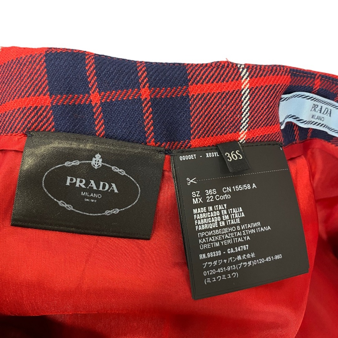 PRADA(プラダ)の[USED/中古]PRADA プラダ スカート プリーツスカート 赤タータンチェック 36 レッド ネイビー ウール 36 中古 ai-tdc-000065-4d レディースのスカート(その他)の商品写真