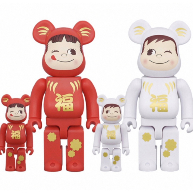 ベアブリックBE＠RBRICK 達磨 ペコちゃん & ポコちゃん 100% & 400%