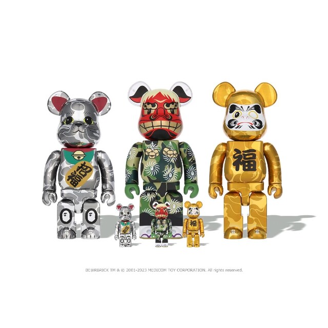 BE@RBRICK BAPE(R) 招き猫 銀メッキ／達磨 金メッキ／獅子舞