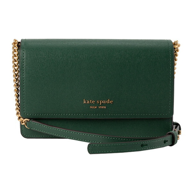 新品 ケイトスペード kate spade ショルダーバッグ フラップ チェーン ウォレット ダックグリーン