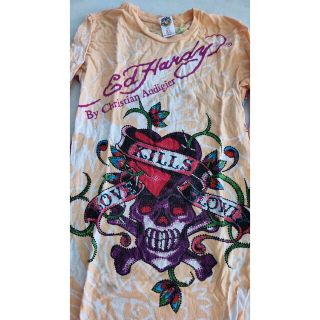 エドハーディー(Ed Hardy)のエド ハーディー ロンT スカル ロゴ ラインストーン バックプリント(Tシャツ(長袖/七分))