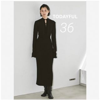 トゥデイフル(TODAYFUL)のTODAYFUL Blade Piping Knitdress  36 ブラック(ロングワンピース/マキシワンピース)