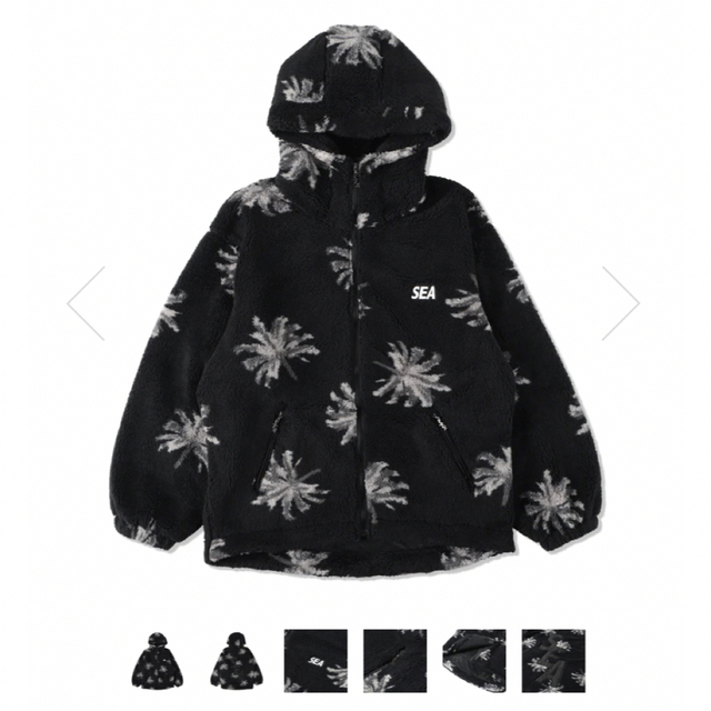 WIND AND SEA palm tree freece parka S