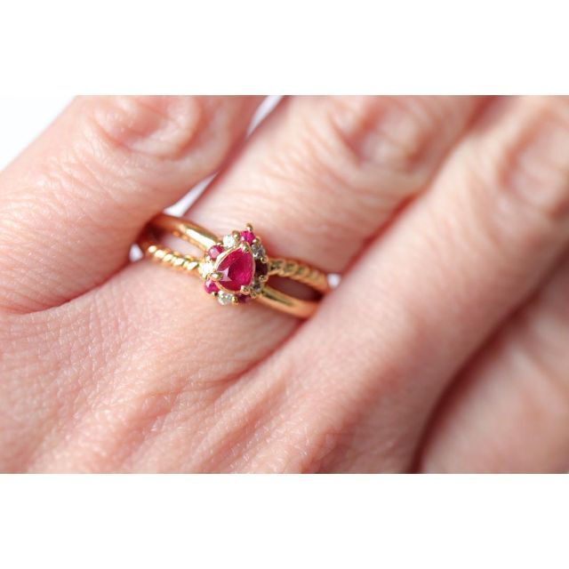 トクトク　可愛い♡　K１８　ルビー　ダイヤモンド　リング レディースのアクセサリー(リング(指輪))の商品写真