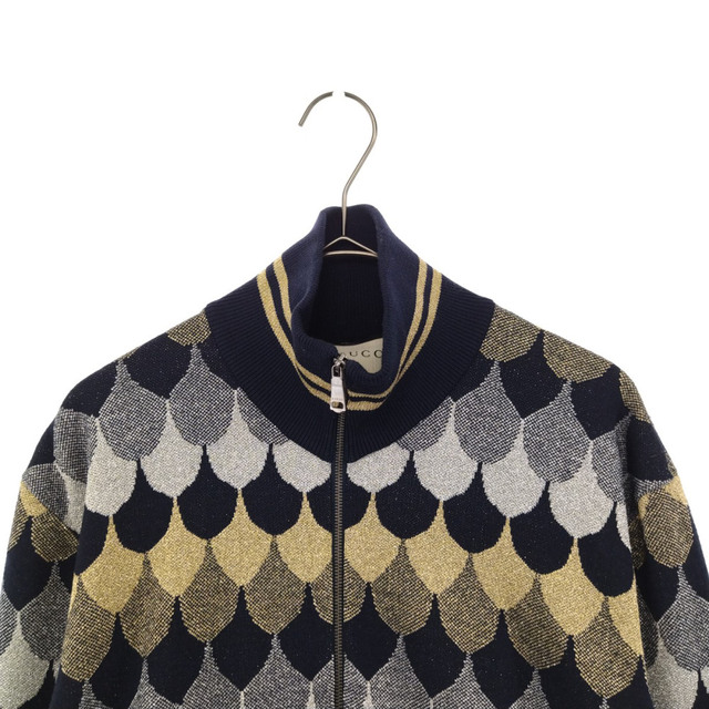 Gucci(グッチ)のGUCCI グッチ PATTERNED SWEATSHIRT 439685 総柄 ラメ加工 ジャケット ライトブルゾン ネイビー メンズのジャケット/アウター(フライトジャケット)の商品写真