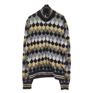 グッチ(Gucci)のGUCCI グッチ PATTERNED SWEATSHIRT 439685 総柄 ラメ加工 ジャケット ライトブルゾン ネイビー(フライトジャケット)