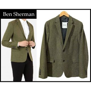 ベンシャーマン(Ben Sherman)の美品 ベンシャーマン ツイード ウール ヘリンボーン 柄 2B ジャケット L(テーラードジャケット)