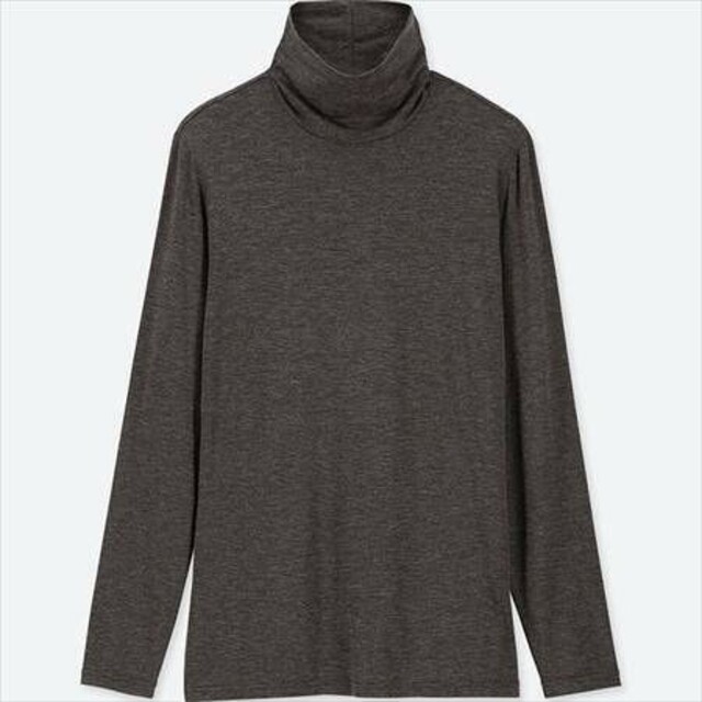 UNIQLO(ユニクロ)のユニクロ ヒートテック タートルネックT (長袖) Ｍ ブラック×ダークグレー レディースの下着/アンダーウェア(アンダーシャツ/防寒インナー)の商品写真