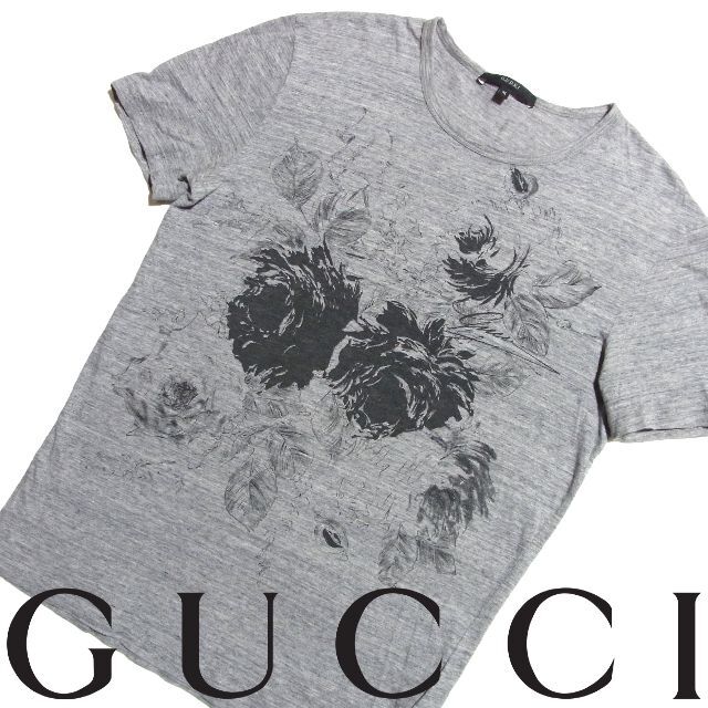 Gucci(グッチ)のGUCCI グッチ 花柄 フラワー 霜降り Tシャツ M グレー メンズのトップス(Tシャツ/カットソー(半袖/袖なし))の商品写真