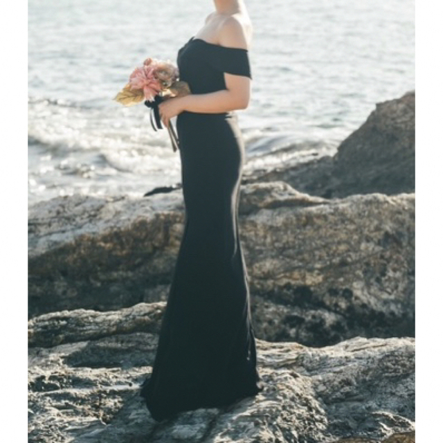 ブラックドレス　前撮り、二次会、セルフフォトウェディング レディースのフォーマル/ドレス(ロングドレス)の商品写真