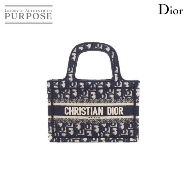 Christian Dior - 未使用 展示品 クリスチャン ディオール Christian Dior オブリーク ブック トート ミニ バッグ キャンバス ネイビー S5475ZRIW VLP 90173902