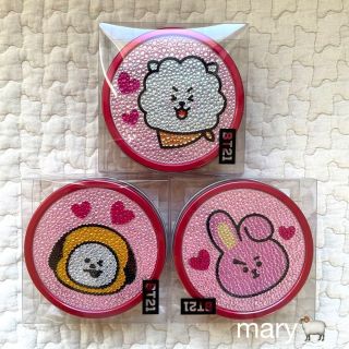 ビーティーイシビル(BT21)のCHIMMY&RJ&COOKY  スパークスラウンド缶　ハート　BT21(アイドルグッズ)