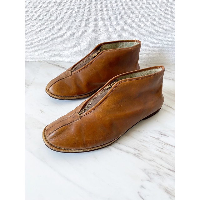 vintage 50s 60s センタージップ キャメルレザー フラットシューズ メンズの靴/シューズ(ドレス/ビジネス)の商品写真