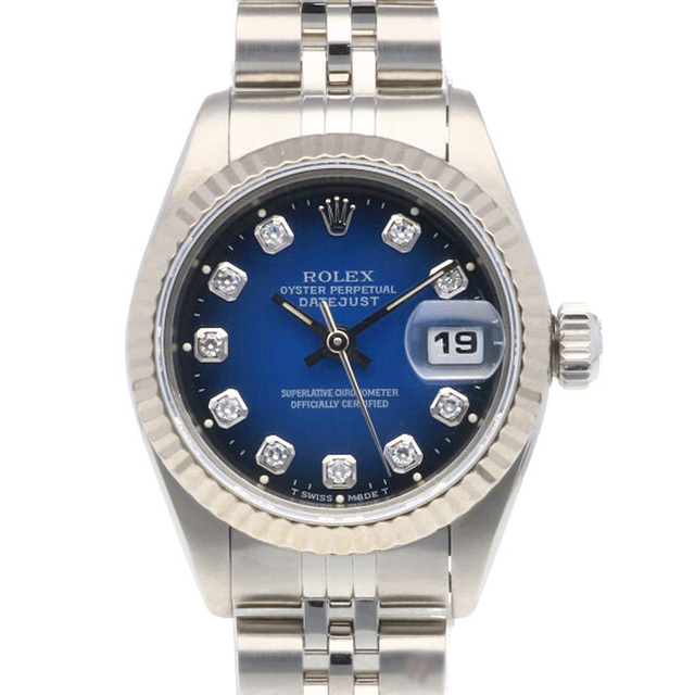高価値 デイトジャスト ROLEX ロレックス - ROLEX 腕時計 中古  ステンレススチール 10Pダイヤ ブルーグラデーション 1994～1995年式 W番 腕時計