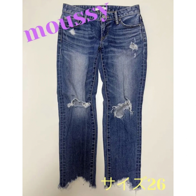 moussy(マウジー)のmoussy  ダメージジーンズ クラッシュ デニム レディースのパンツ(デニム/ジーンズ)の商品写真