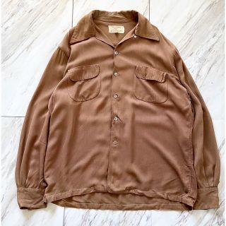 希少 vintage 40s レーヨンギャバ "モカブラウン" ボックスシャツ(シャツ)