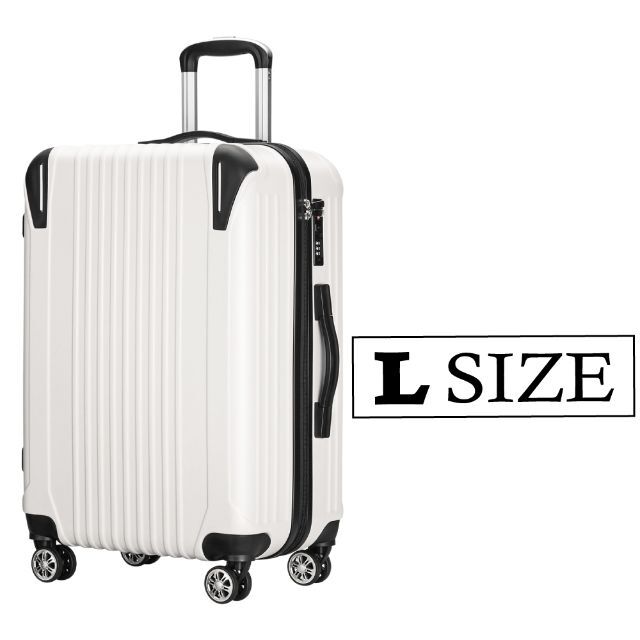 [SnooII] スーツケース キャリーバッグ (M (65L), ホワイト