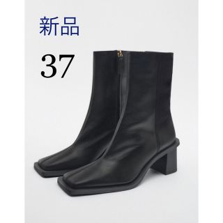 ザラ(ZARA)の新品タグ付定価18000円！ZARA ザラ＊ブロックヒールレザーブーツ　37(ブーツ)