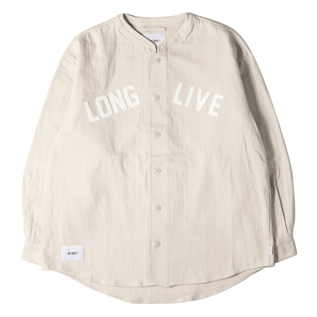 メンズWTAPS ダブルタップス シャツ ワッペンロゴ フランネル ベースボールシャツ LEAGUE / LS リーグ 21AW ベージュ XL トップス カジュアルシャツ 長袖 【メンズ】【美品】