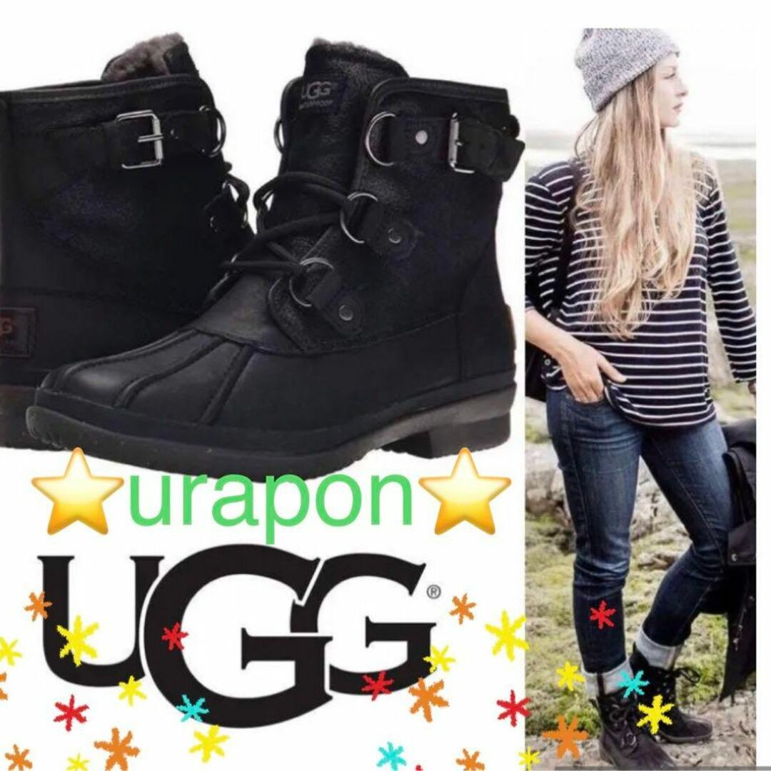 激レア✨美品✨24✨UGG✨CECILE ブーツ✨防水加工レザー✨スノーブーツ