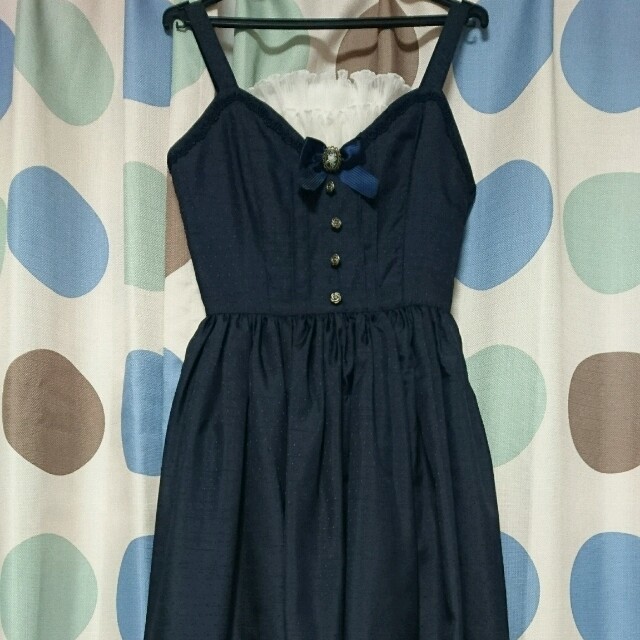プリーツフリルバレリーナジャンパースカート　(紺色)