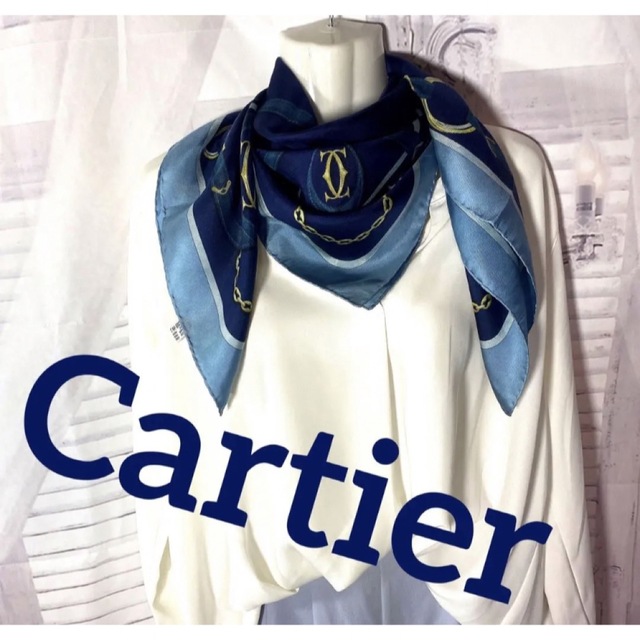 Cartier(カルティエ)のカルティエ　Cartier マストライン　ロゴ　シルクスカーフ レディースのファッション小物(バンダナ/スカーフ)の商品写真