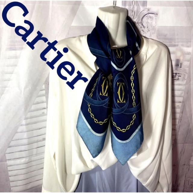 カルティエ Cartier マストライン ロゴ シルクスカーフ - バンダナ