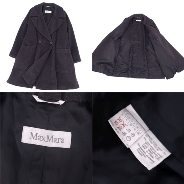 美品 マックスマーラ Max Mara コート ウール カシミヤ 白タグ オーバーサイズ レディース アウター JI40 USA6 FB38(M相当) チャコールグレー