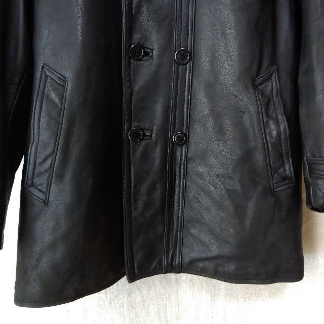 French Work Leather Jacket Black Vintage