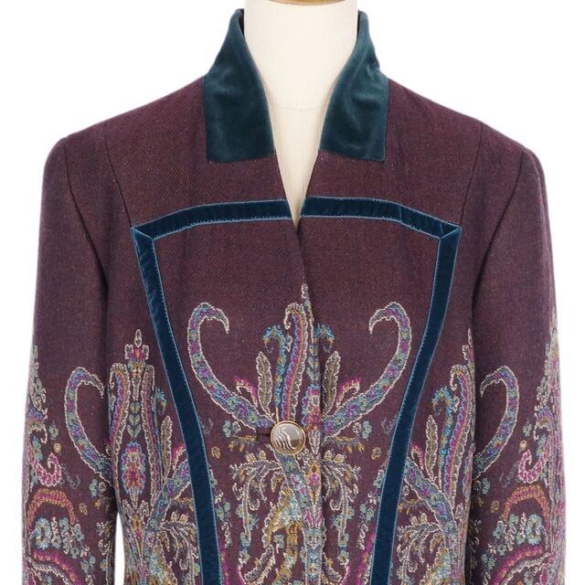 ETRO - 極美品 エトロ ETRO コート ロングコート ニット ベロア ノー