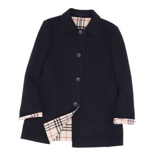 バーバリー(BURBERRY)の美品 バーバリー ロンドン BURBERRY LONDON コート ステンカラーコート バルマカーンコート 裏チェック ウール カシミヤ アウター レディース 40(M相当) ブラック(その他)