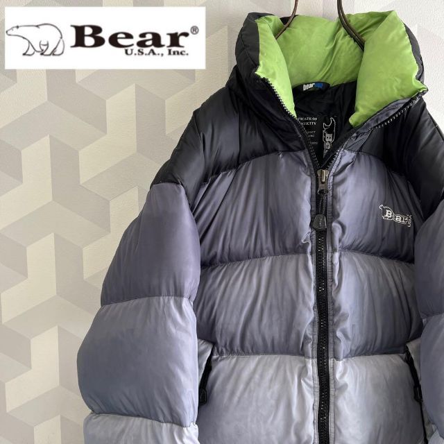 Bear USA】サイズL グラデーション ダウンジャケット 黒グレー ベアー